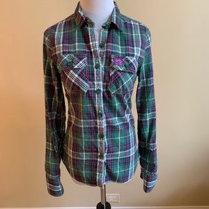 Flannel with corduroy elbow patches